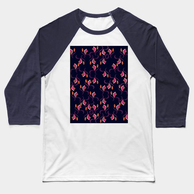 Colorful floral pattern ornament for textiles Baseball T-Shirt by shikita_a